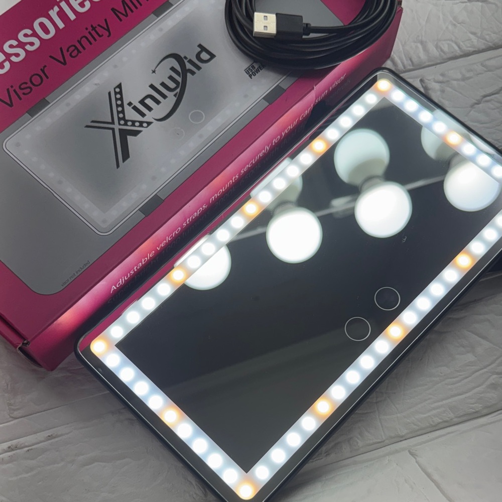 Black LED Visor Vanity Mirror - Picture 3 of 11